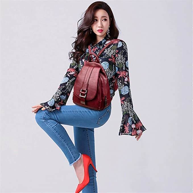 Genuine Leather Backpack for Women Water Resistant Anti Theft Travel Bag - Overture Gifts