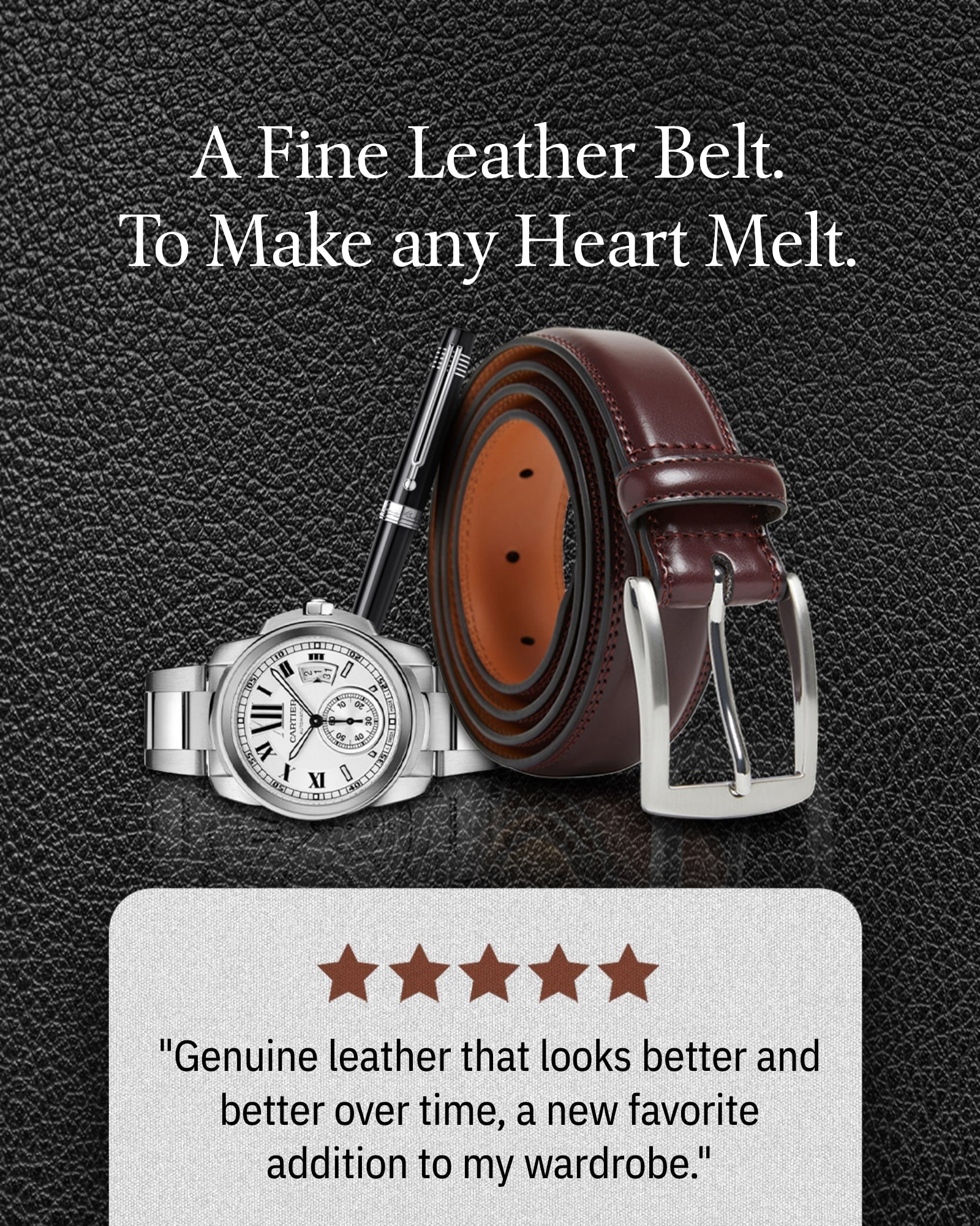 Genuine Leather Belt for Men – Zinc Alloy Buckle, 1.25" Strap - Overture Gifts