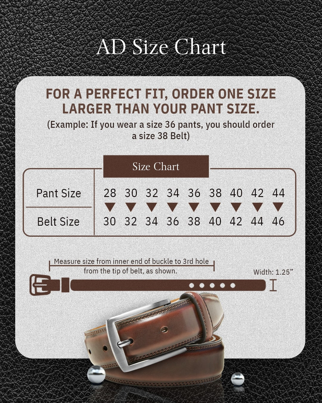 Genuine Leather Belt for Men – Zinc Alloy Buckle, 1.25" Strap - Overture Gifts