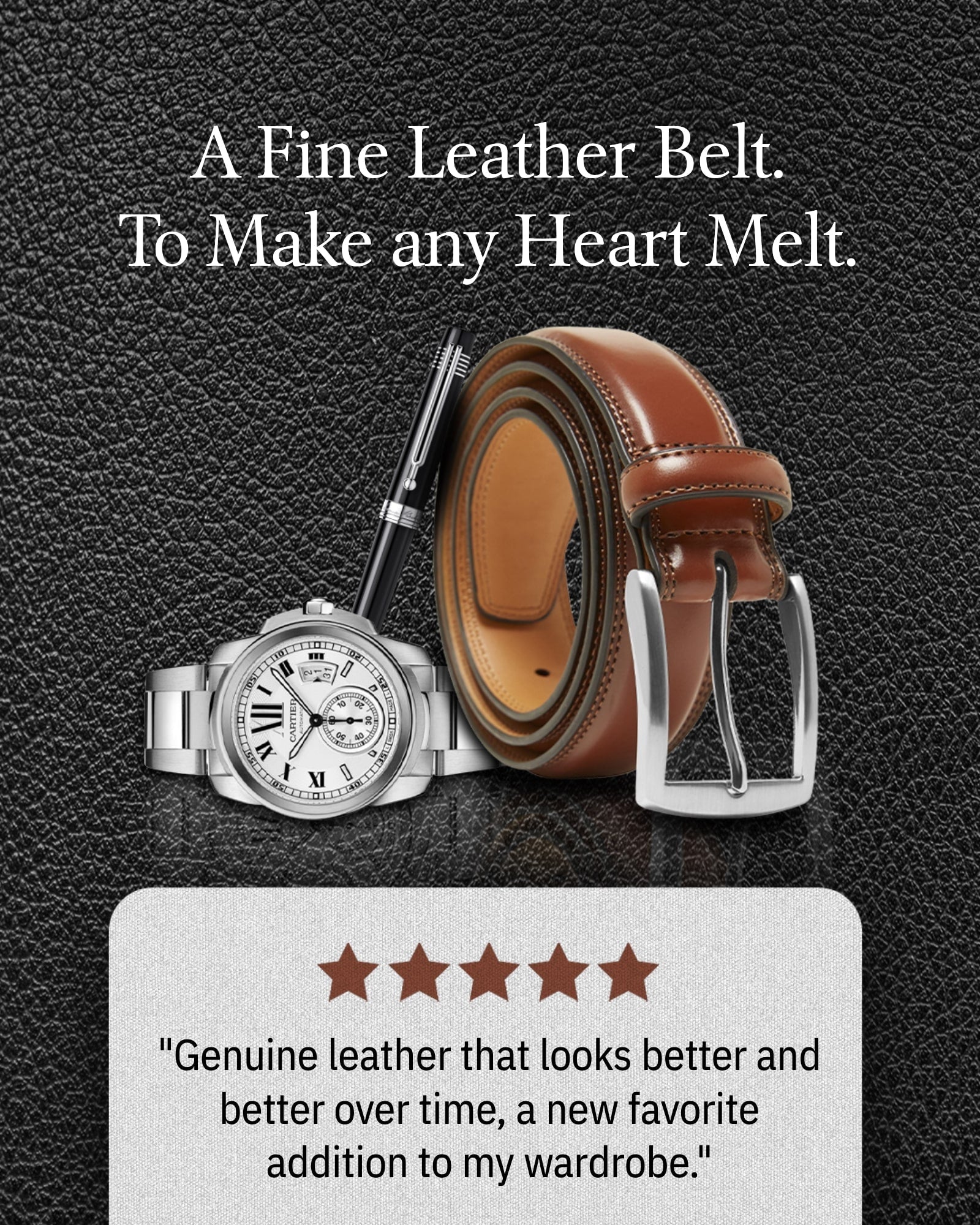 Genuine Leather Belt for Men – Zinc Alloy Buckle, 1.25" Strap - Overture Gifts
