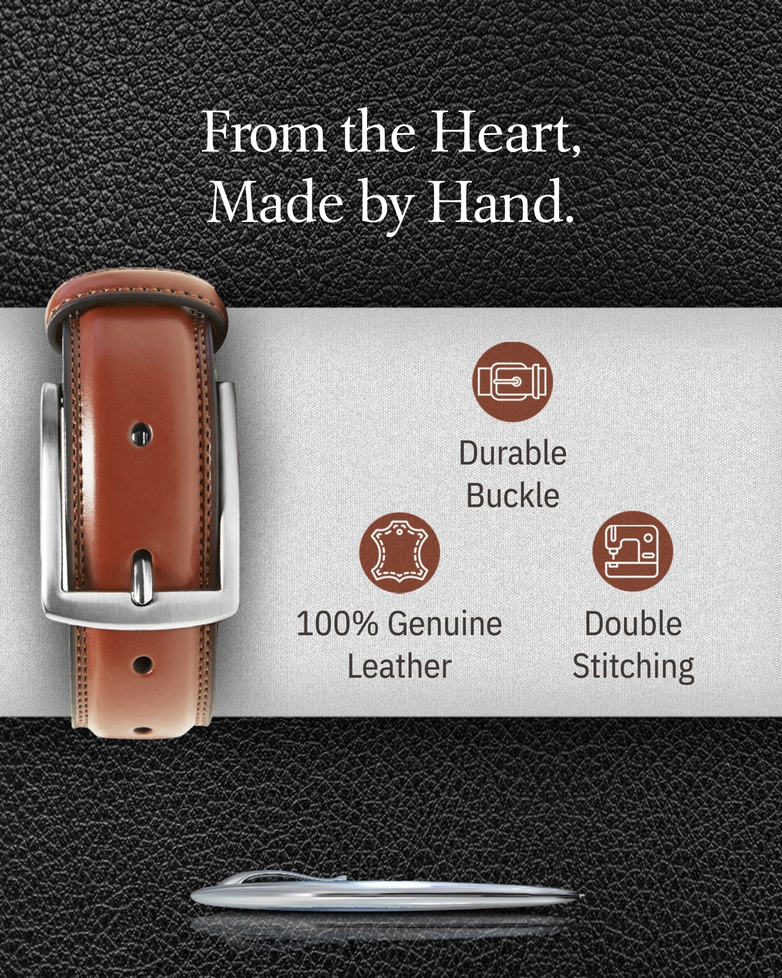 Genuine Leather Belt for Men – Zinc Alloy Buckle, 1.25" Strap - Overture Gifts