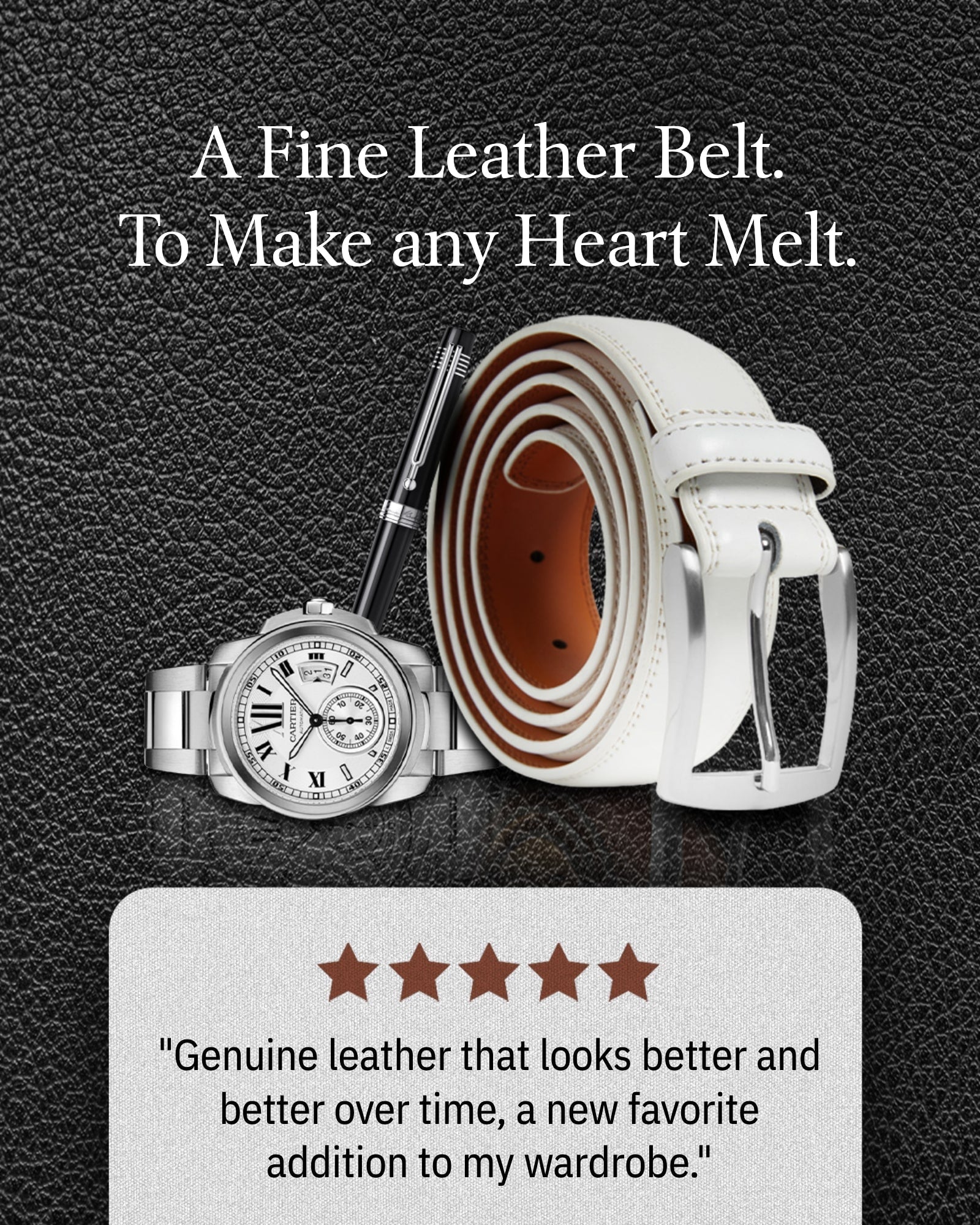 Genuine Leather Belt for Men – Zinc Alloy Buckle, 1.25" Strap - Overture Gifts