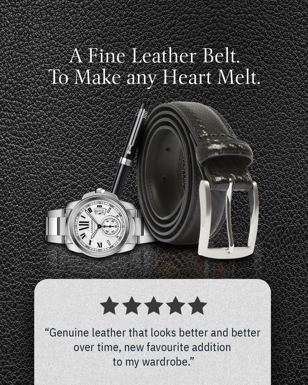 Genuine Leather Belt for Men – Zinc Alloy Buckle, 1.25" Strap - Overture Gifts