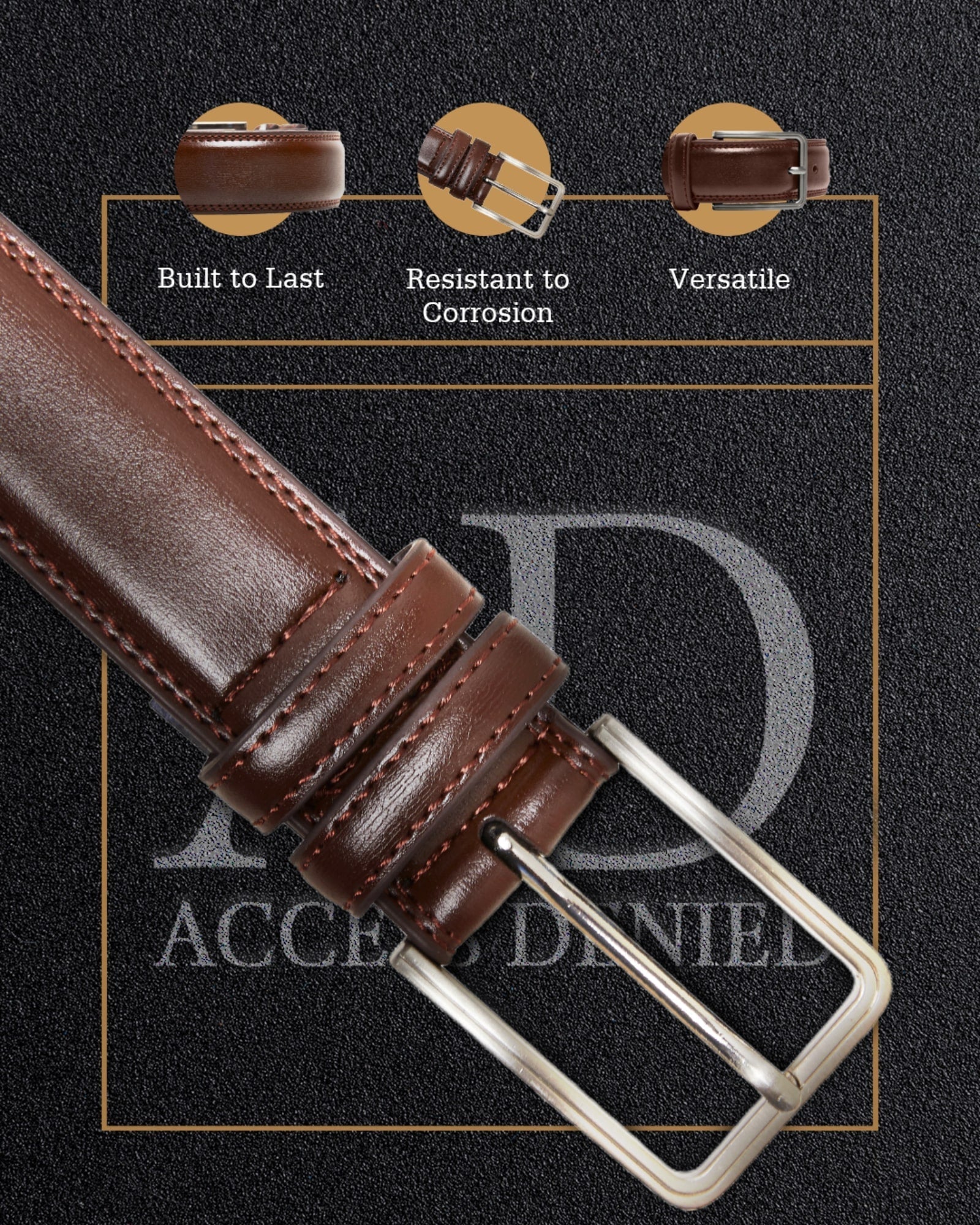 Genuine Leather Belt for Men – Zinc Alloy Buckle, 1.25" Strap - Overture Gifts