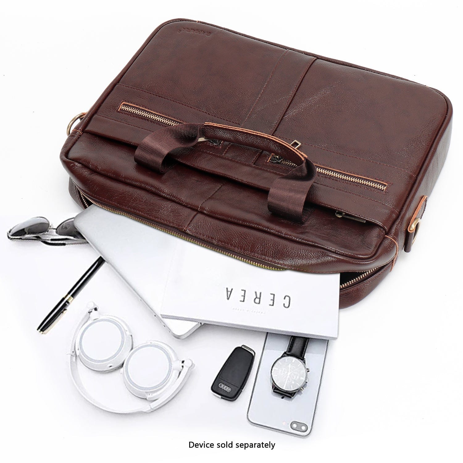 Genuine Leather Business Bag Briefcase - Laptops up to 16-inch - Overture Gifts