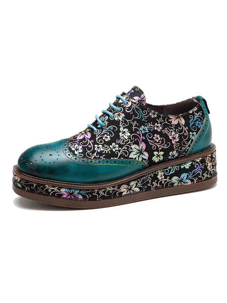 Genuine Leather Handmade Flat Platform Shoes - Overture Gifts