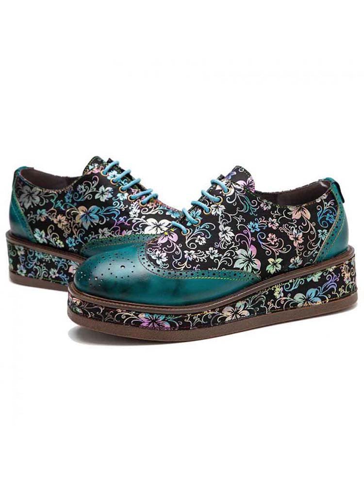 Genuine Leather Handmade Flat Platform Shoes - Overture Gifts