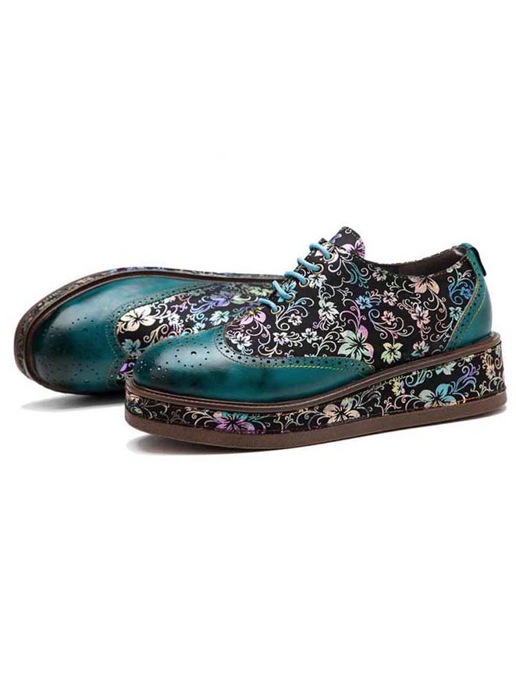 Genuine Leather Handmade Flat Platform Shoes - Overture Gifts