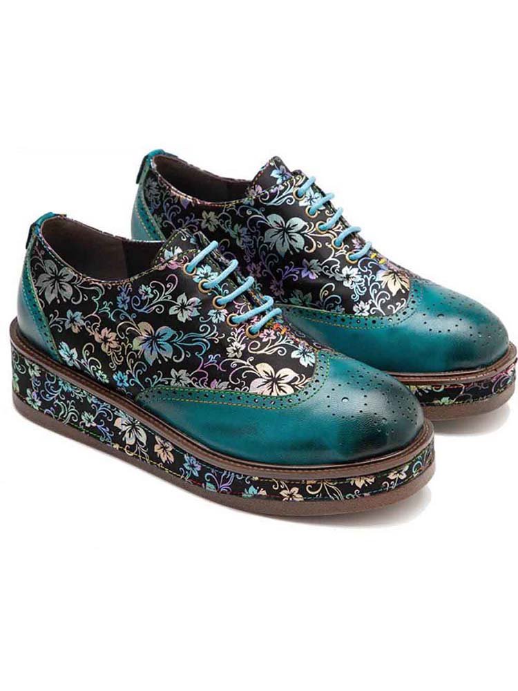 Genuine Leather Handmade Flat Platform Shoes - Overture Gifts