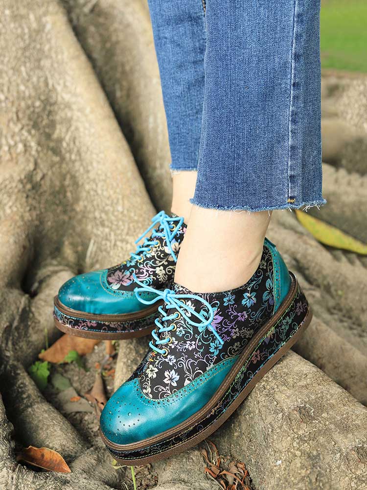 Genuine Leather Handmade Flat Platform Shoes - Overture Gifts