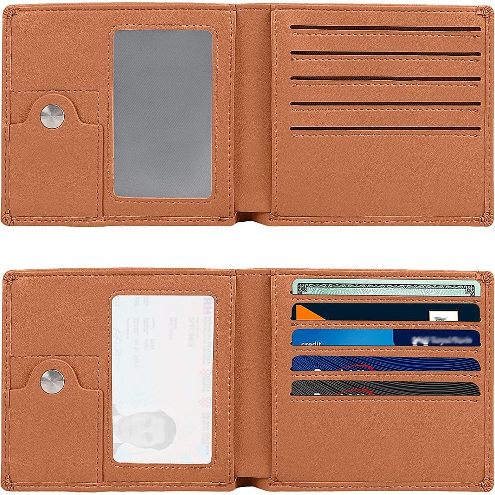 Genuine Leather Wallet Case for Apple AirTag - Brown - Overture Gifts