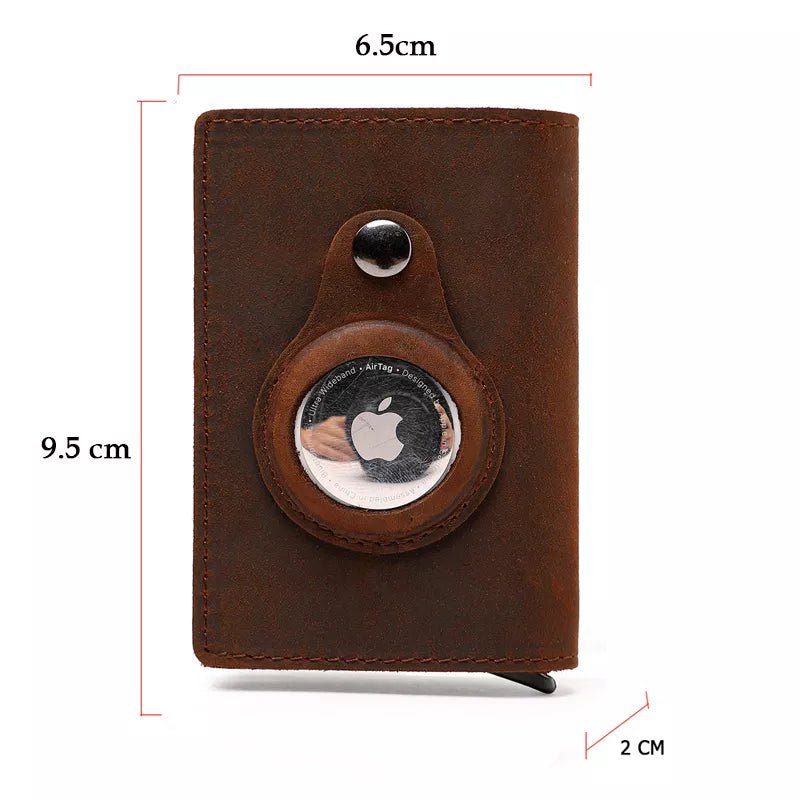 Genuine Leather Wallets For Apple Airtag Case Multi Card Holder Men Wallet Credit Card Holder Vintage Purses With Money Clips - Overture Gifts