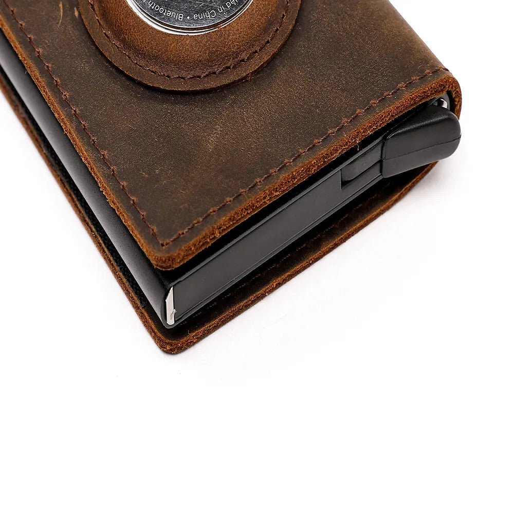 Genuine Leather Wallets For Apple Airtag Case Multi Card Holder Men Wallet Credit Card Holder Vintage Purses With Money Clips - Overture Gifts