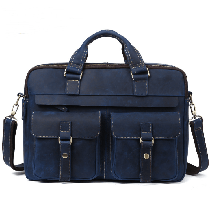 Genuine men''s bags retro men''s business bags briefcase cowhide oblique Bag 15.6 inch Laptop Bag - Overture Gifts