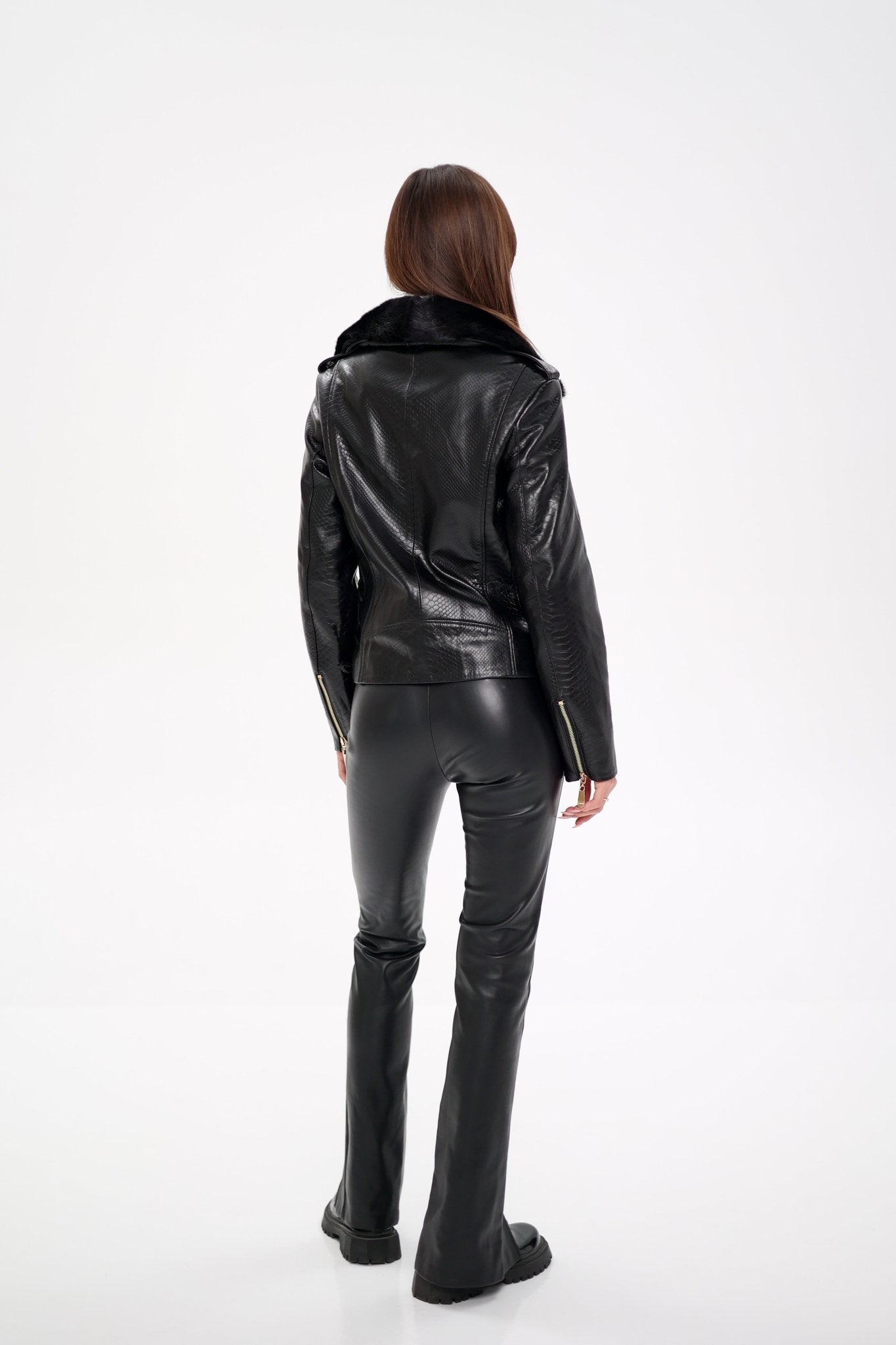 Genuine Mink Fur Embossed Leather Jacket - Overture Gifts