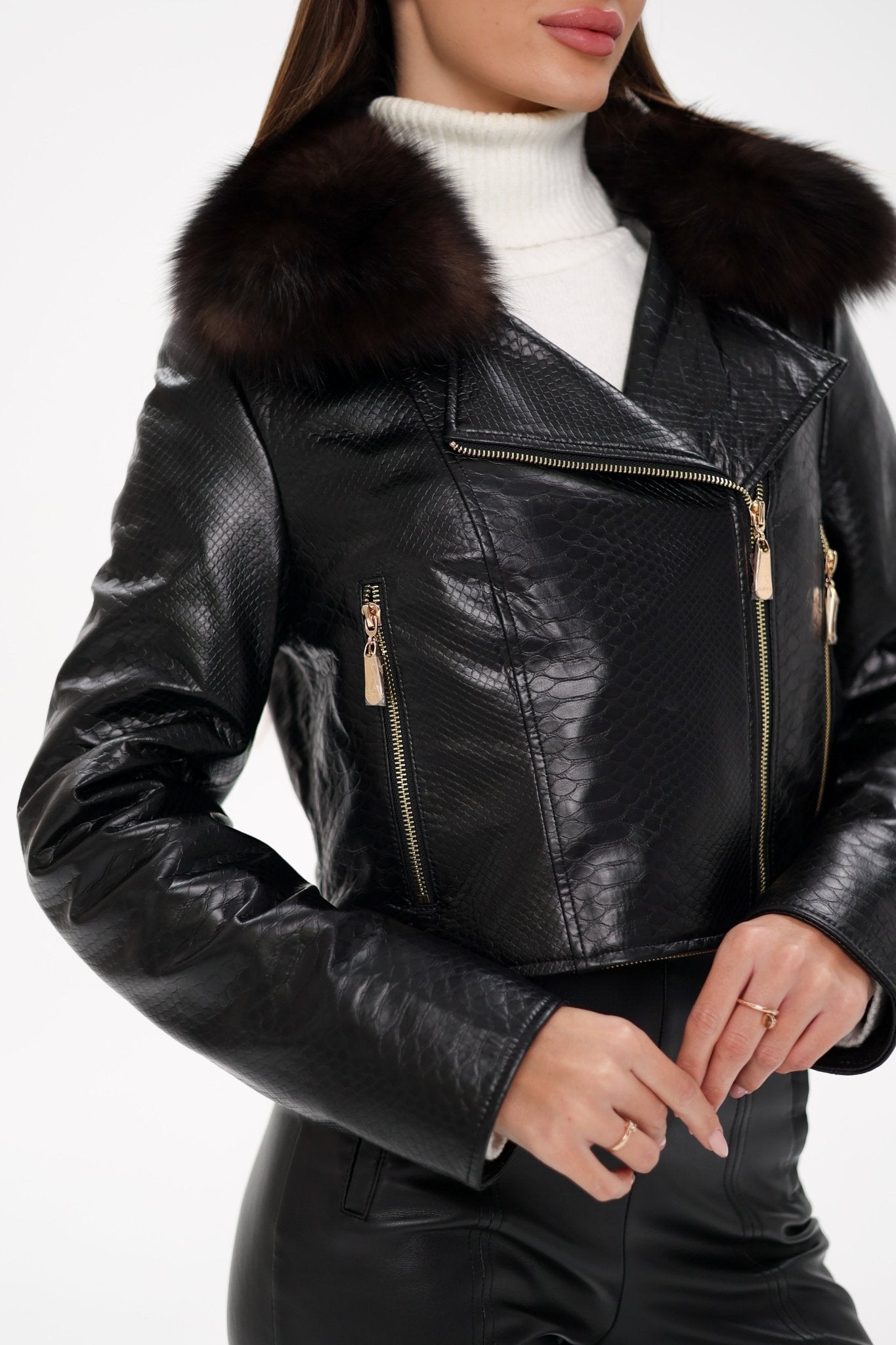 Genuine Polar Fox Real Leather Transformer Jacket - Overture Gifts