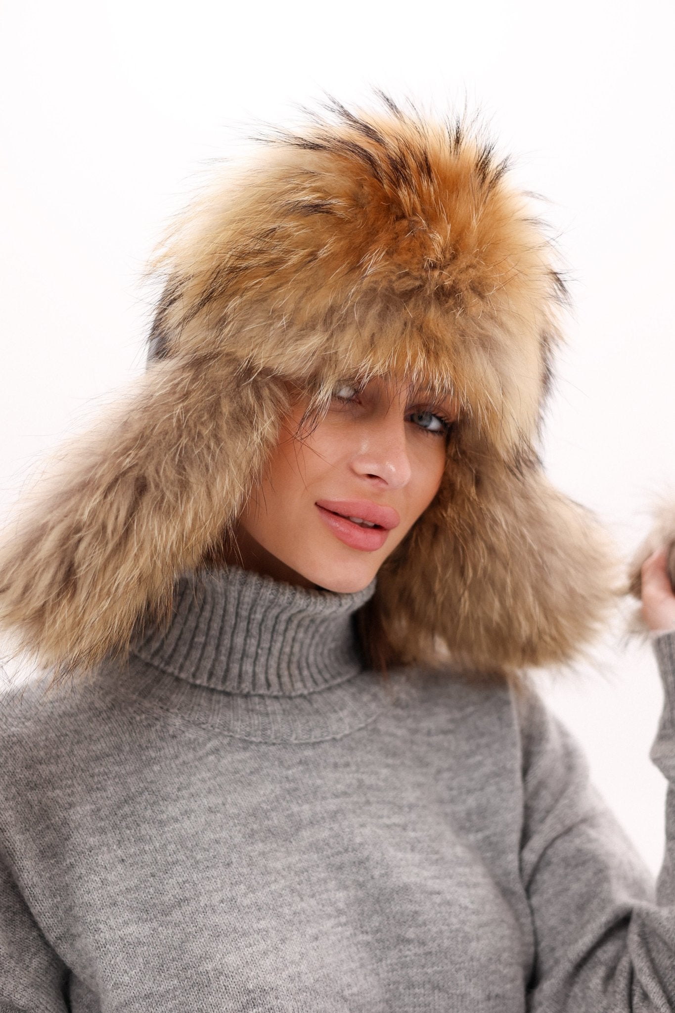 Genuine Racoon Fur Genuine Leather Hat - Overture Gifts