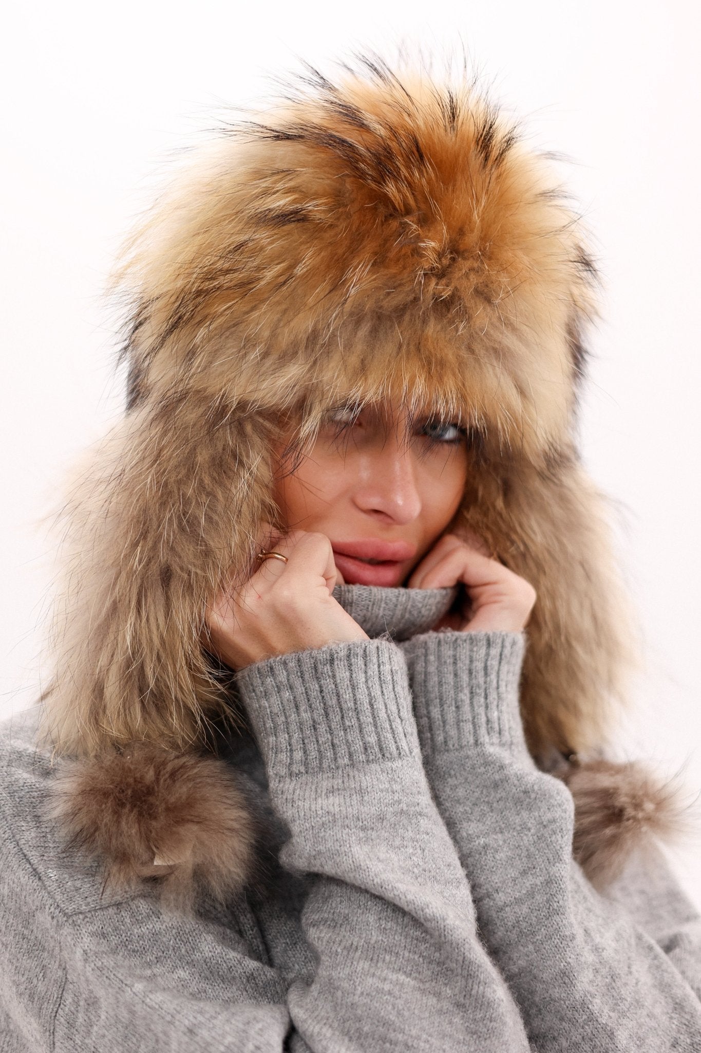 Genuine Racoon Fur Genuine Leather Hat - Overture Gifts