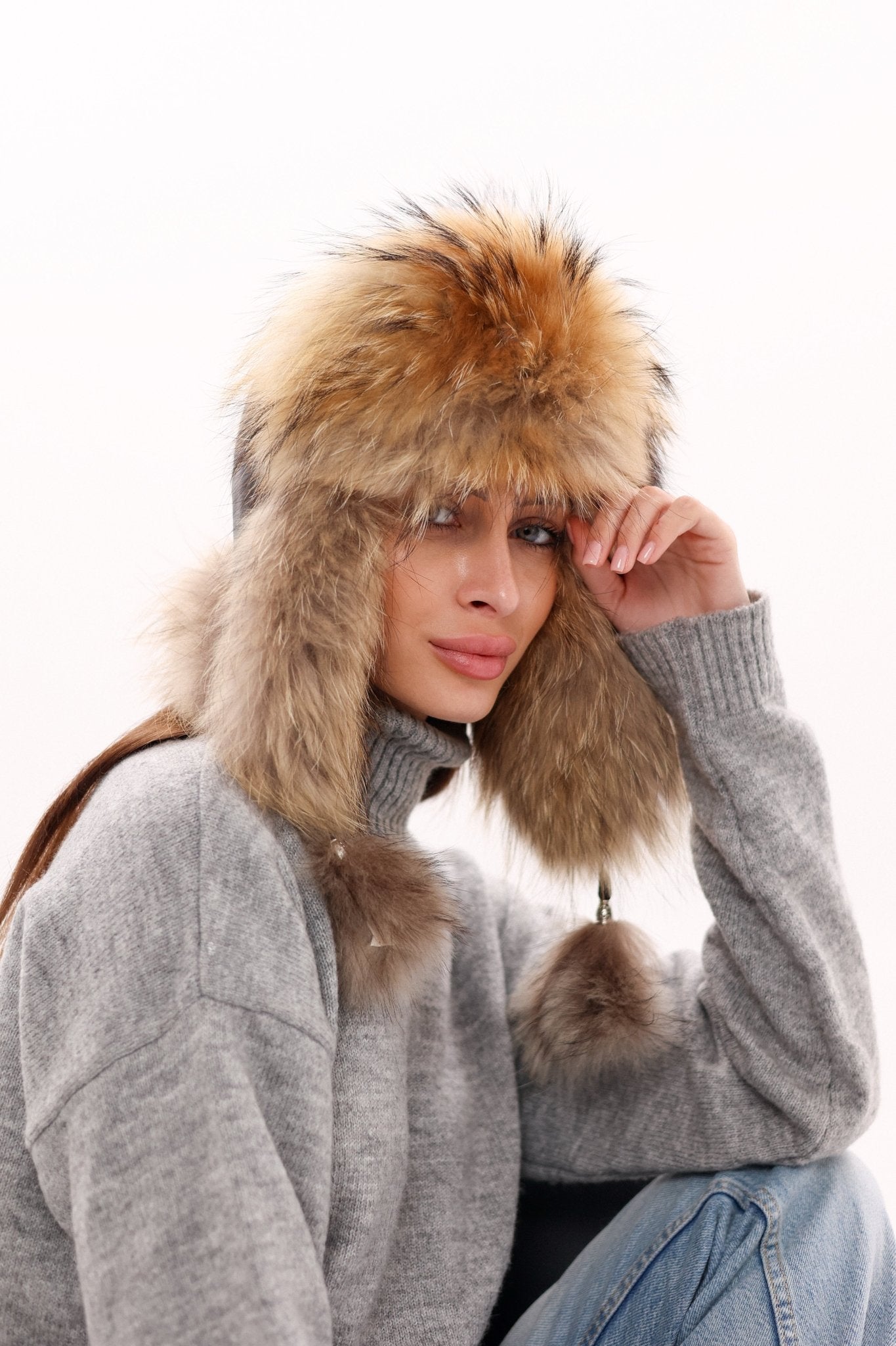 Genuine Racoon Fur Genuine Leather Hat - Overture Gifts