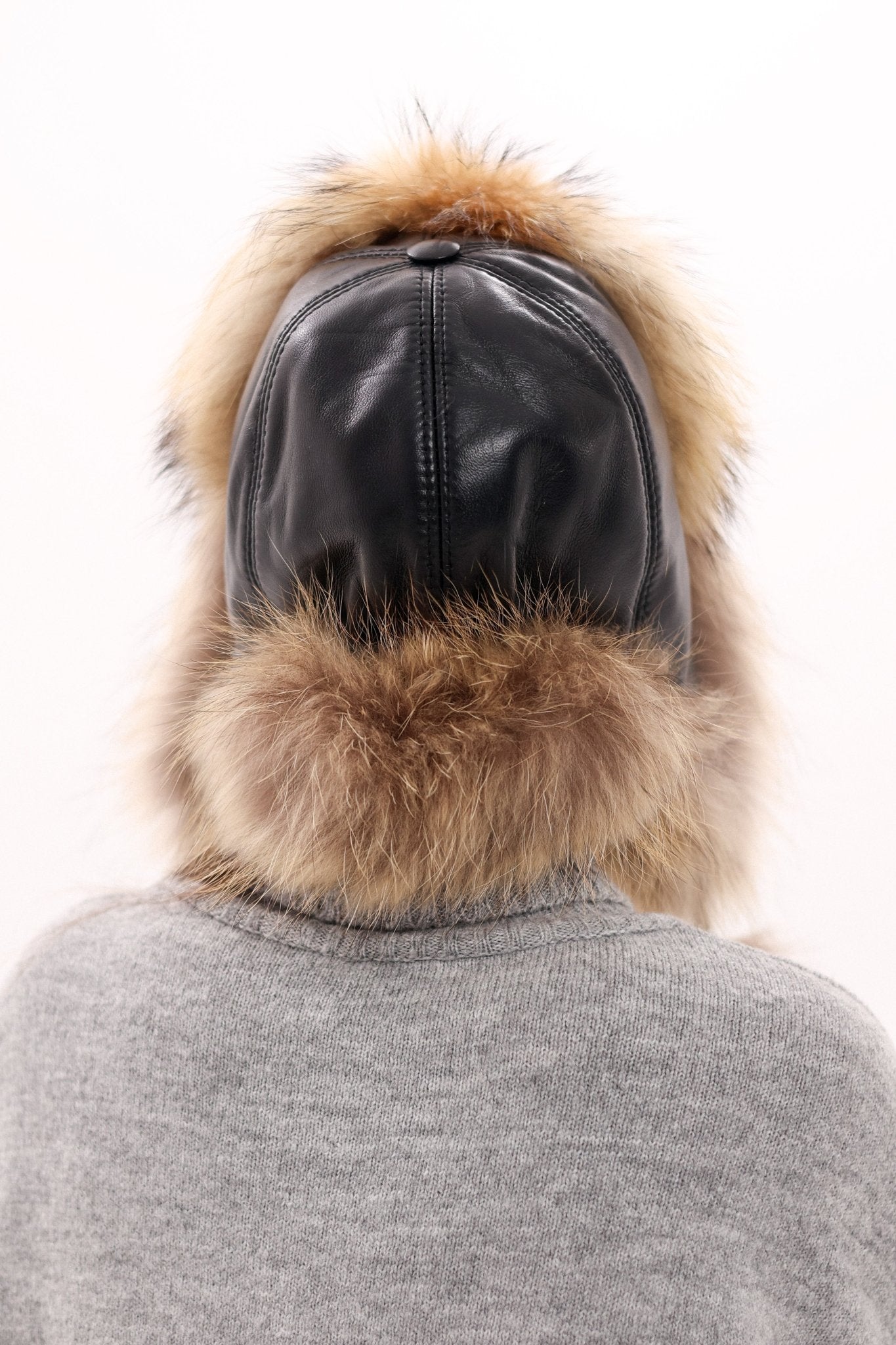 Genuine Racoon Fur Genuine Leather Hat - Overture Gifts