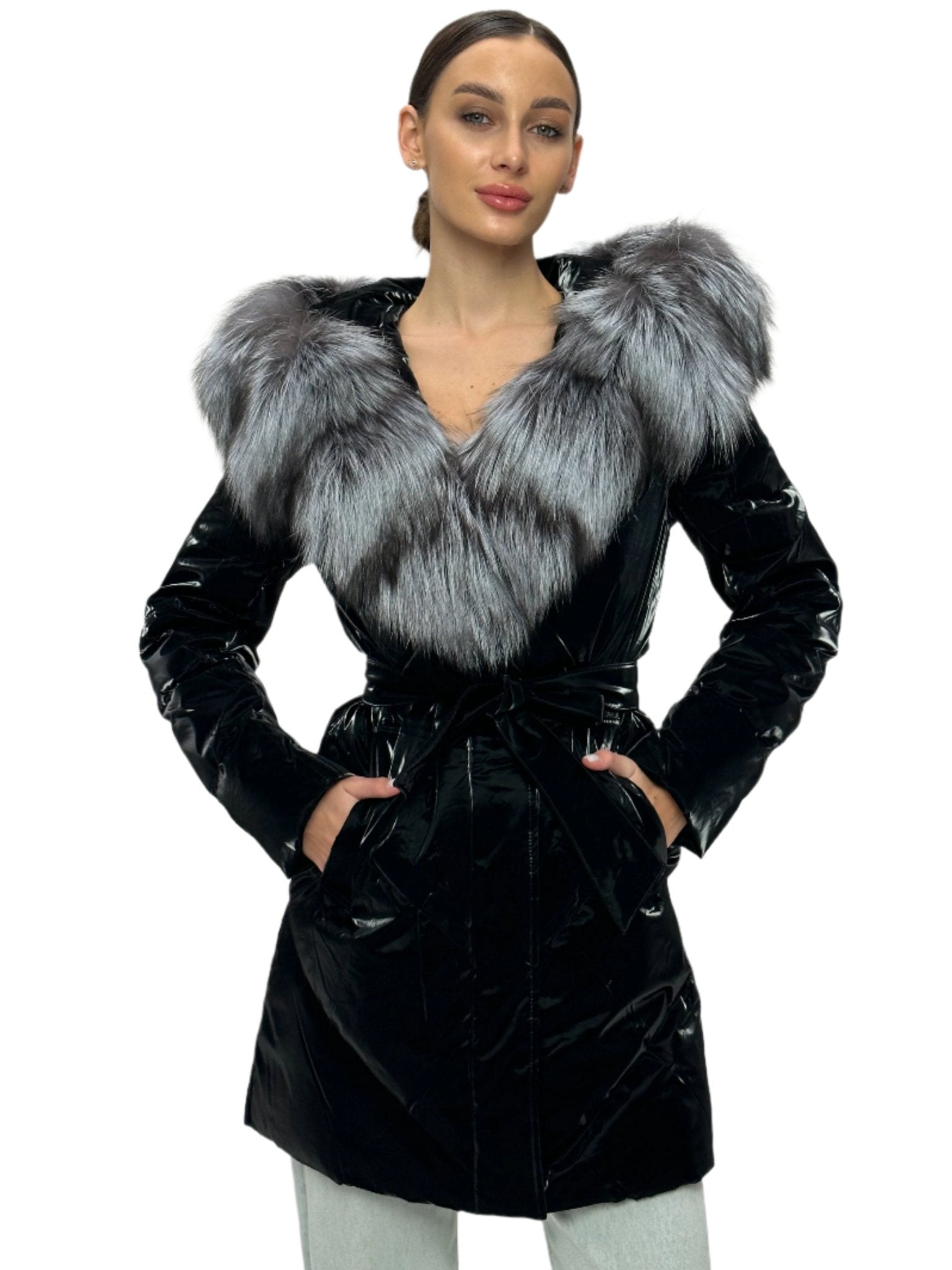Genuine Silver Fox Fur Down Fill Coat - Overture Gifts