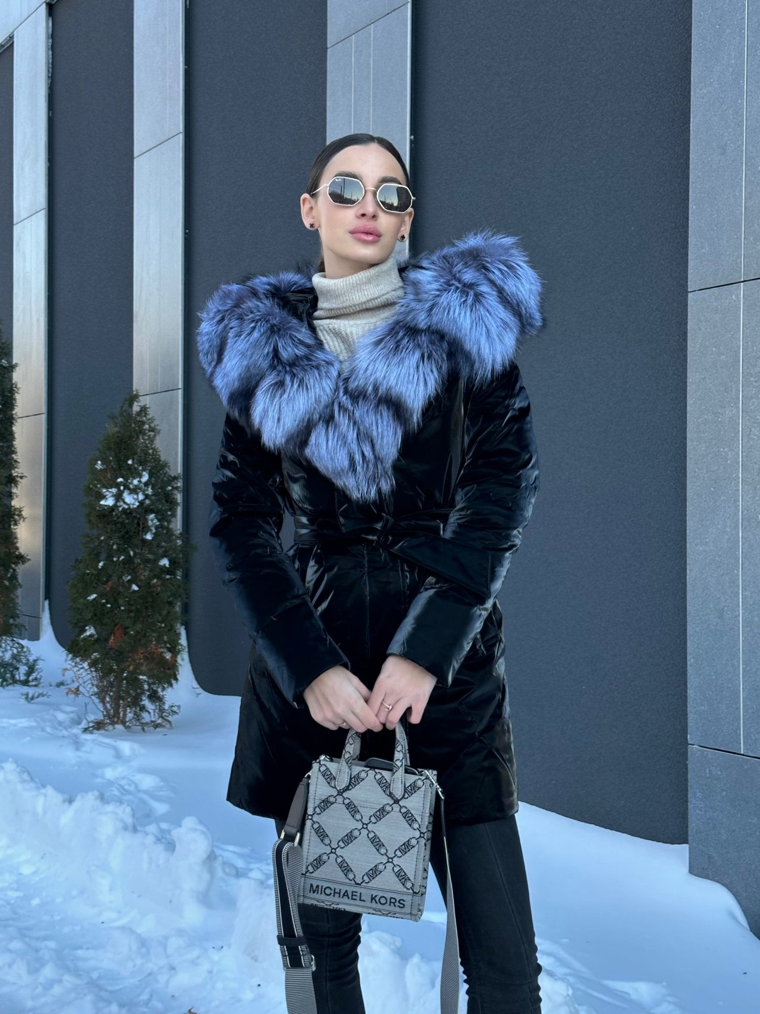 Genuine Silver Fox Fur Down Fill Coat - Overture Gifts