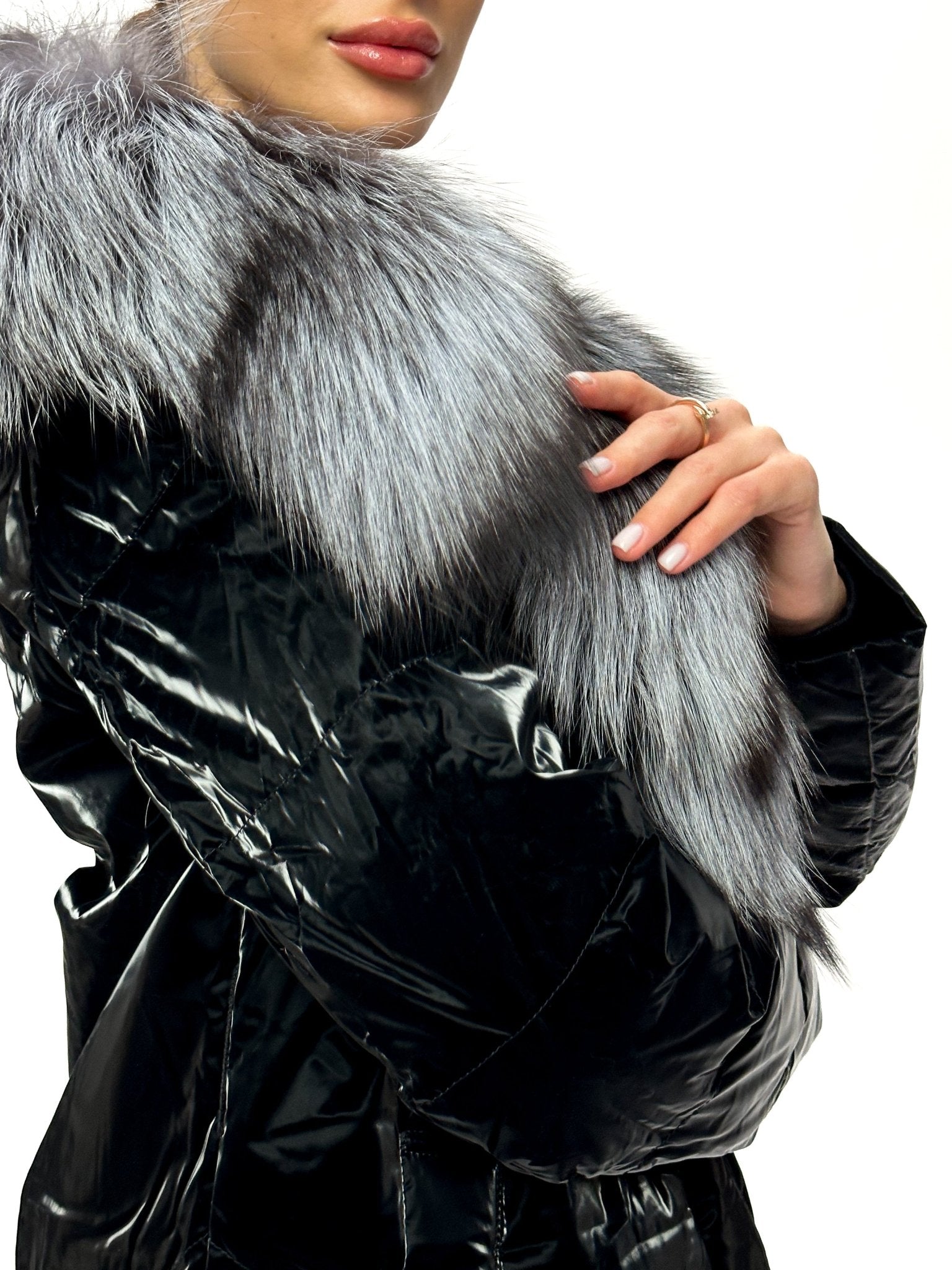 Genuine Silver Fox Fur Down Fill Coat - Overture Gifts