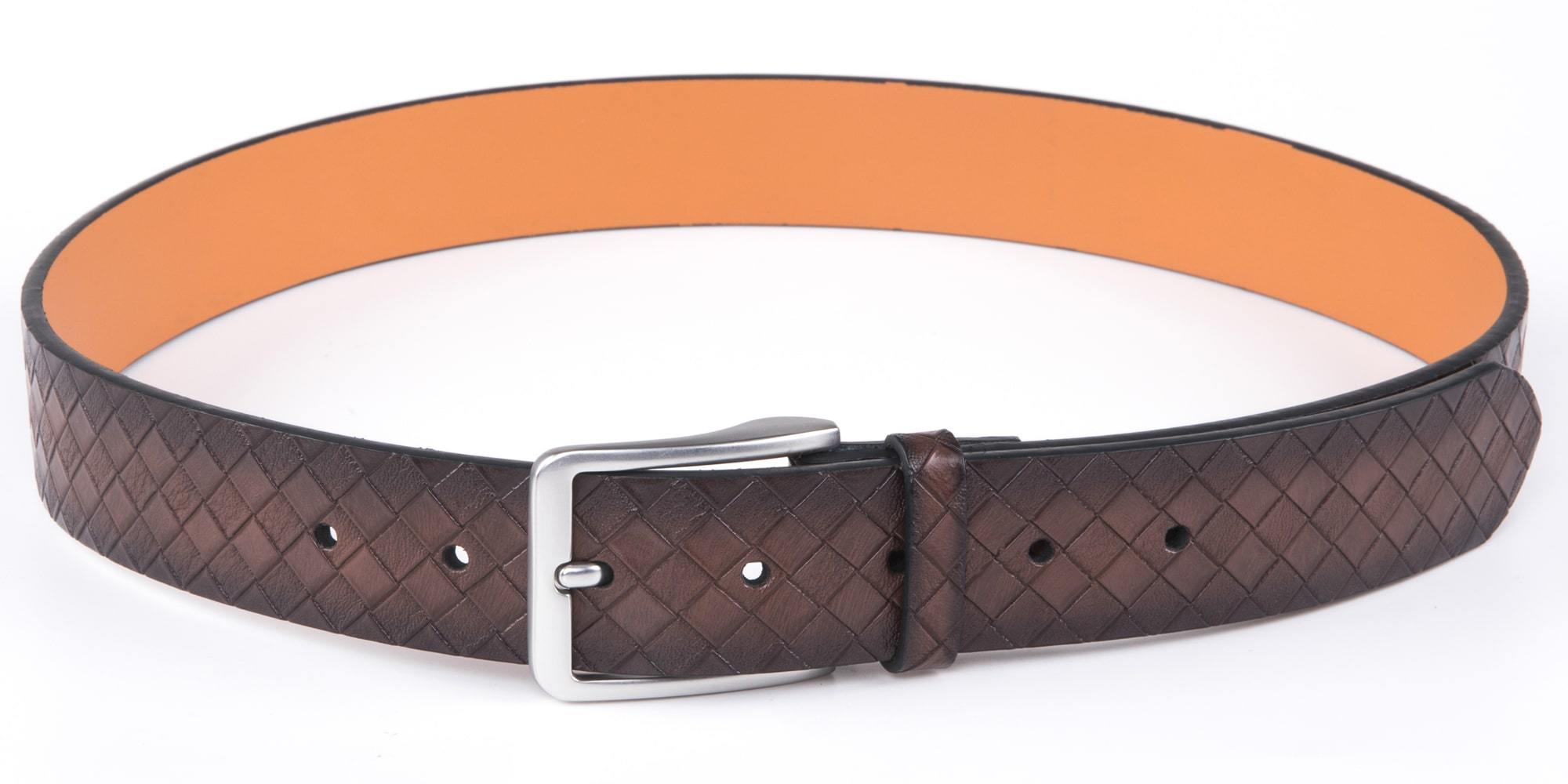 Genuine Split Leather Belt for Men – Brushed Buckle, 1.3" Strap - Overture Gifts