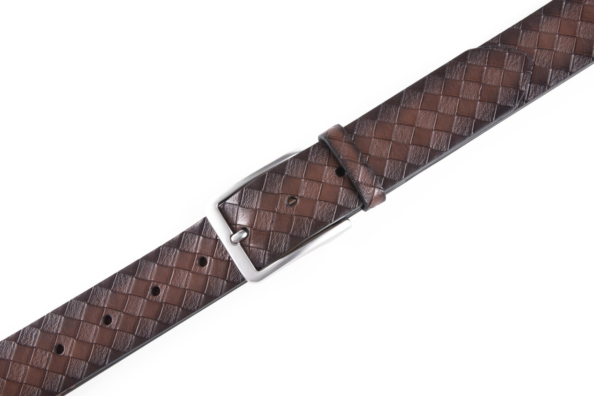 Genuine Split Leather Belt for Men – Brushed Buckle, 1.3" Strap - Overture Gifts