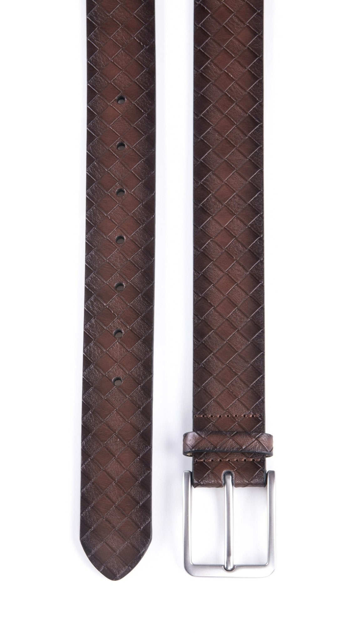Genuine Split Leather Belt for Men – Brushed Buckle, 1.3" Strap - Overture Gifts