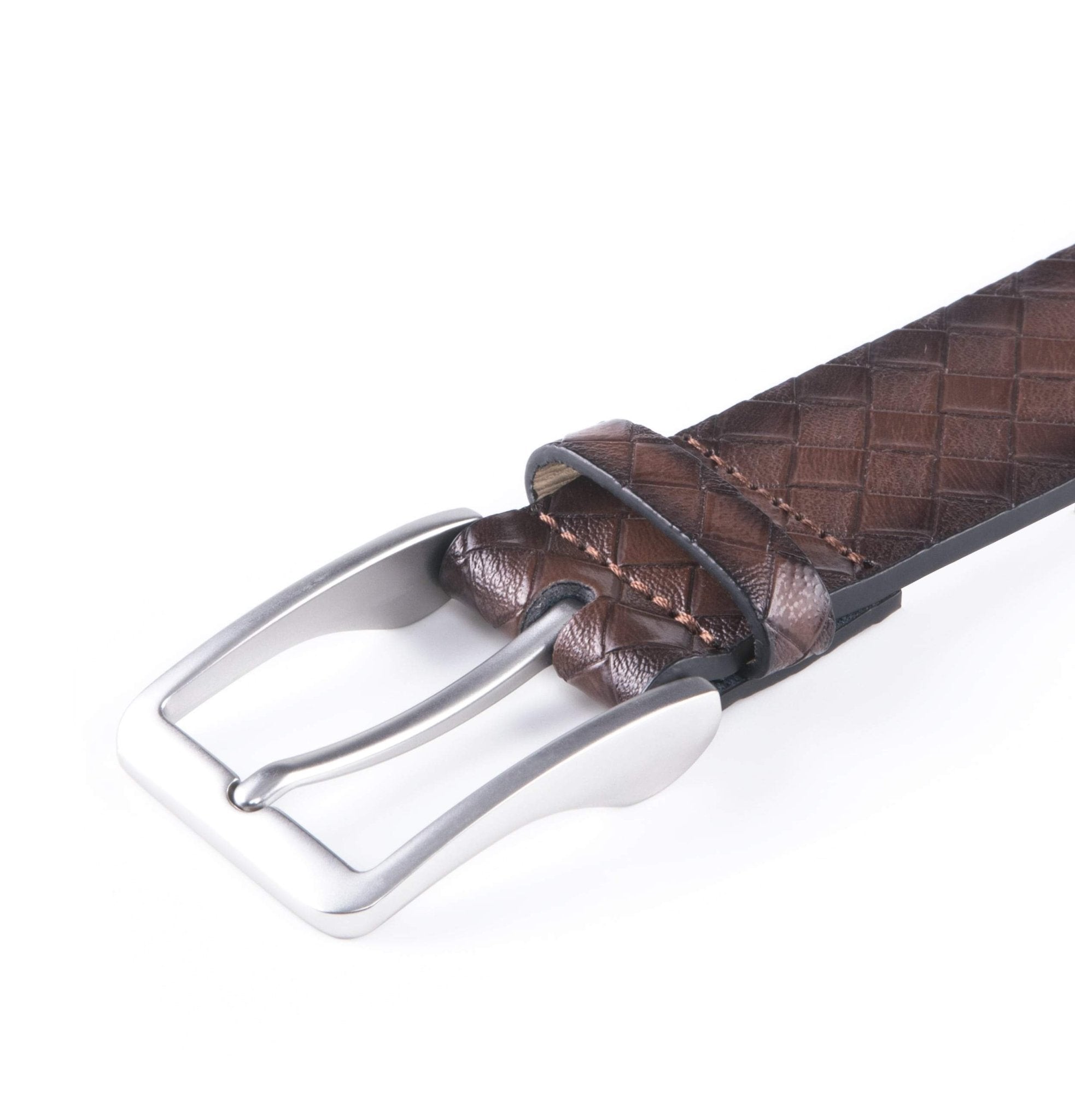 Genuine Split Leather Belt for Men – Brushed Buckle, 1.3" Strap - Overture Gifts