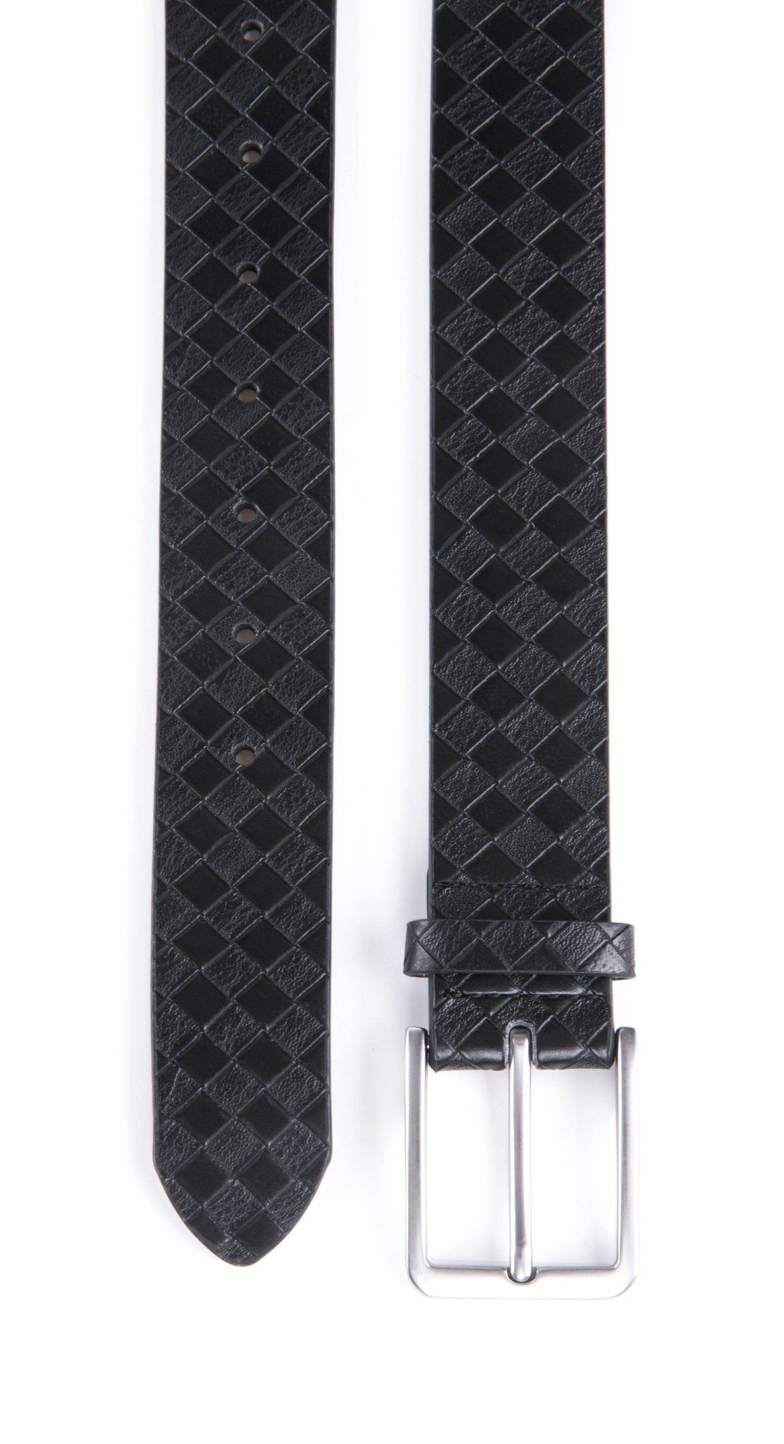 Genuine Split Leather Belt for Men – Brushed Buckle, 1.3" Strap - Overture Gifts
