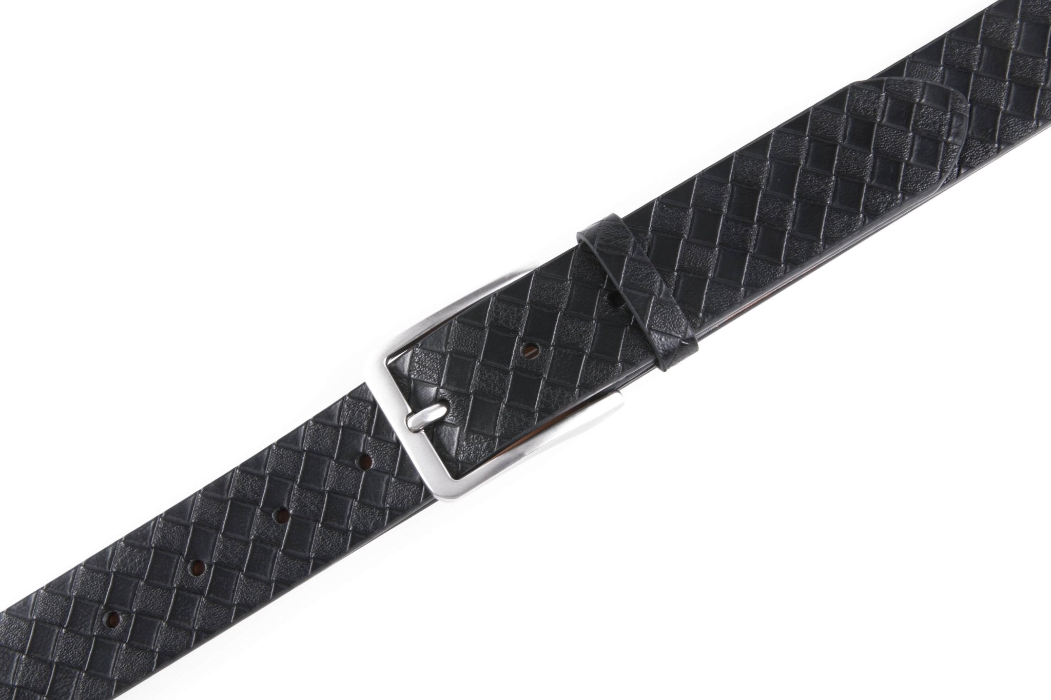 Genuine Split Leather Belt for Men – Brushed Buckle, 1.3" Strap - Overture Gifts