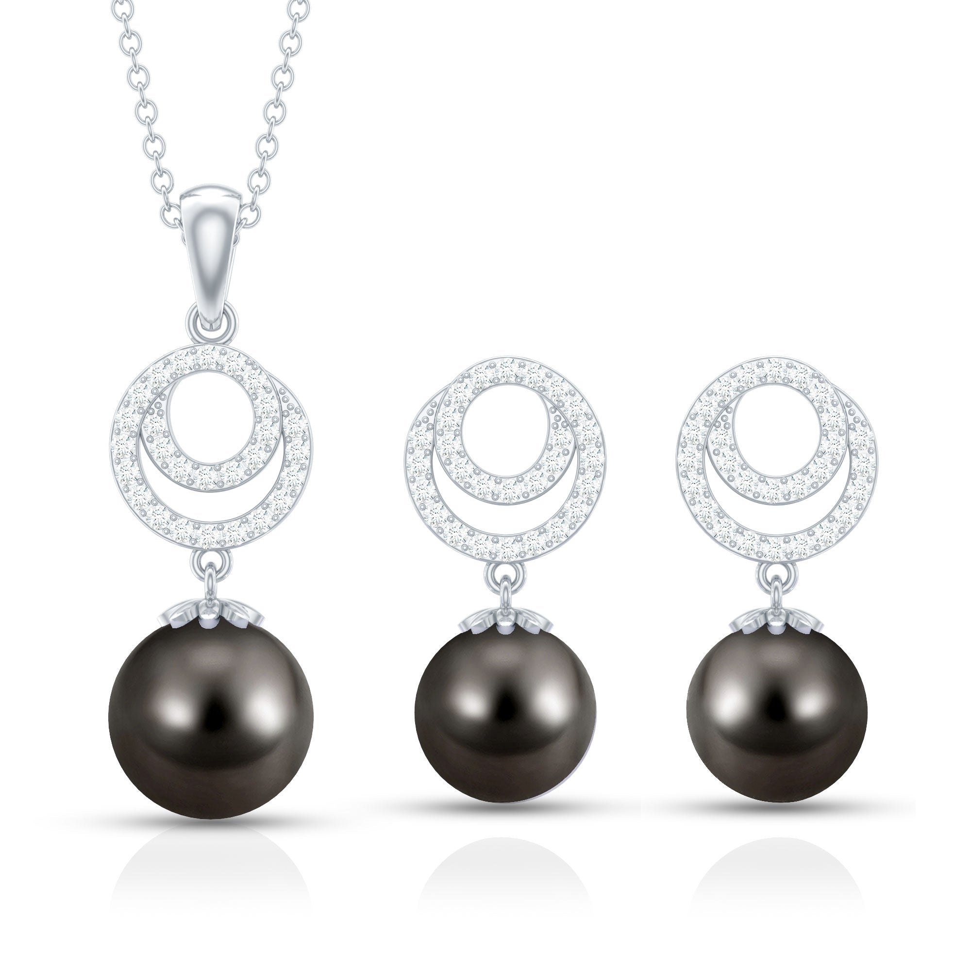 Genuine Tahitian Black Pearl Drop Jewelry Set with Certificate - Overture Gifts