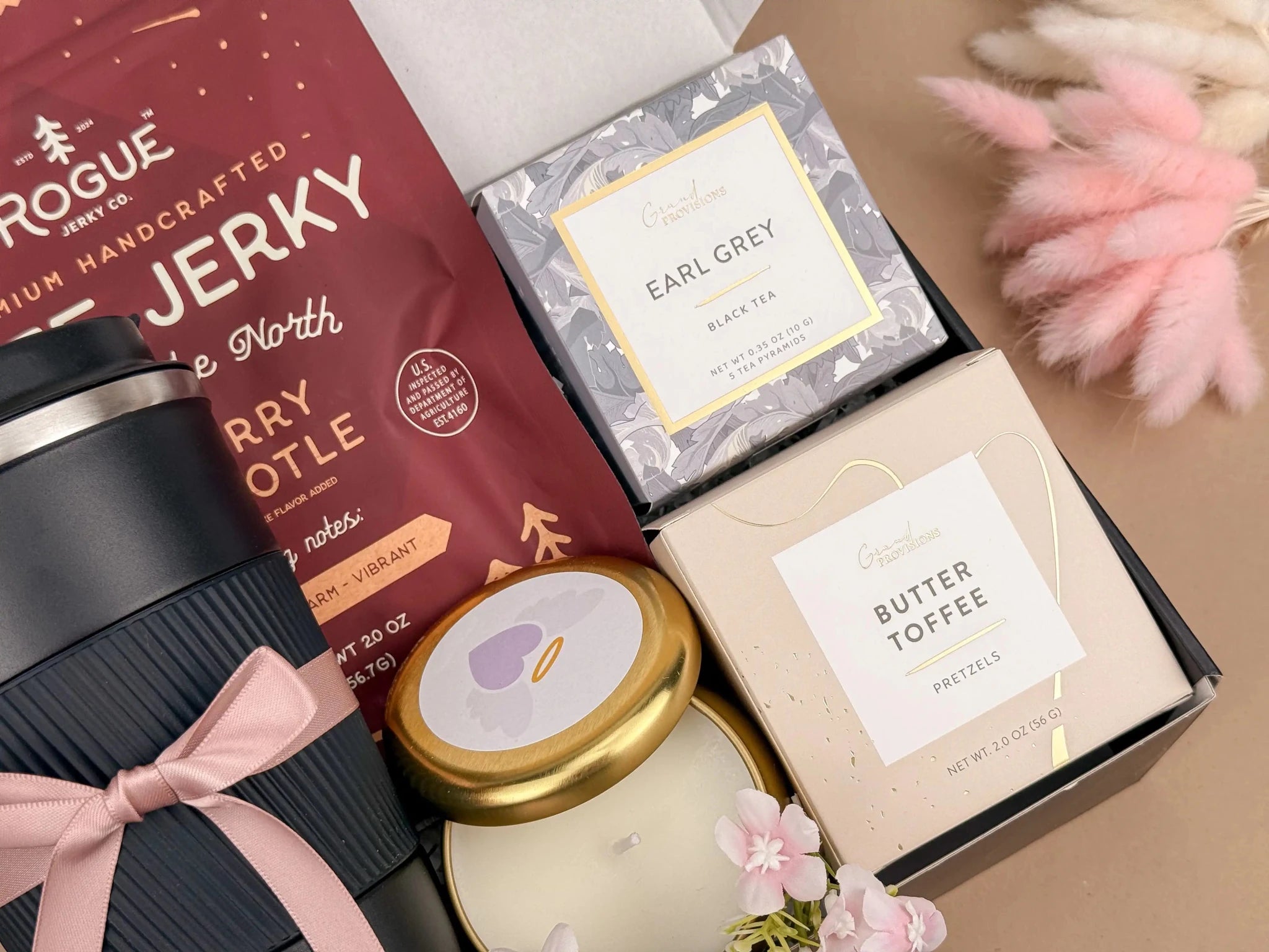 Gift Baskets for Him – Luxury Insulated Tumbler & Snack Set - Overture Gifts