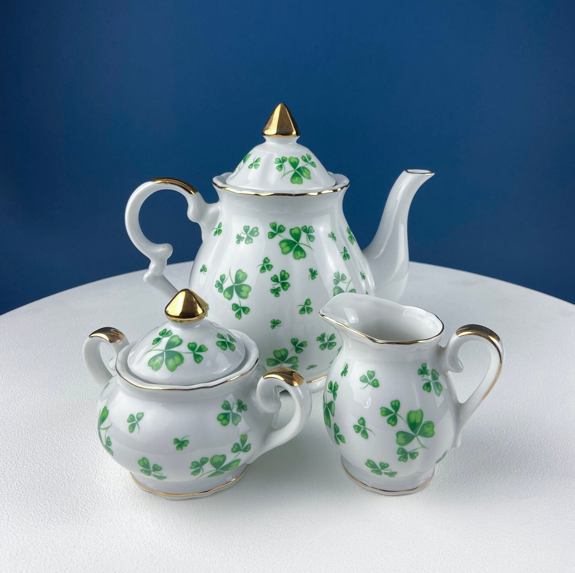 Gold Demitasse Tea Set: Prussian Hand-Painted Coffee/Tea Service for Two - Overture Gifts