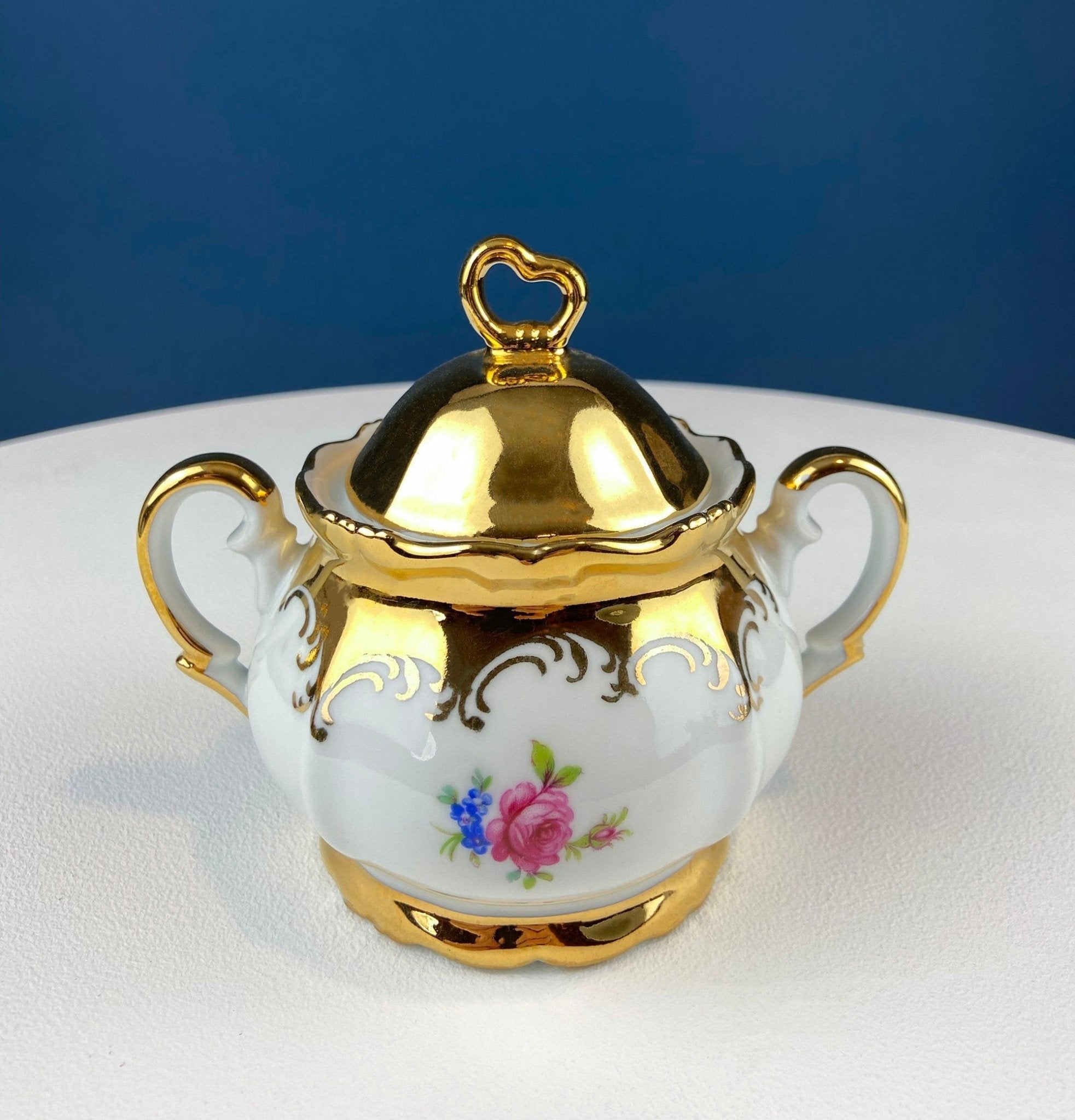 Gold Demitasse Tea Set: Prussian Hand-Painted Coffee/Tea Service for Two - Overture Gifts