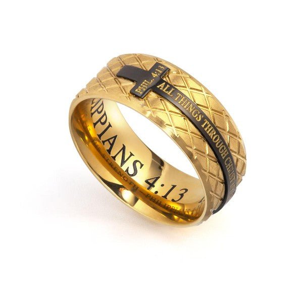 Gold Diamond Back Cross Ring - Overture Gifts