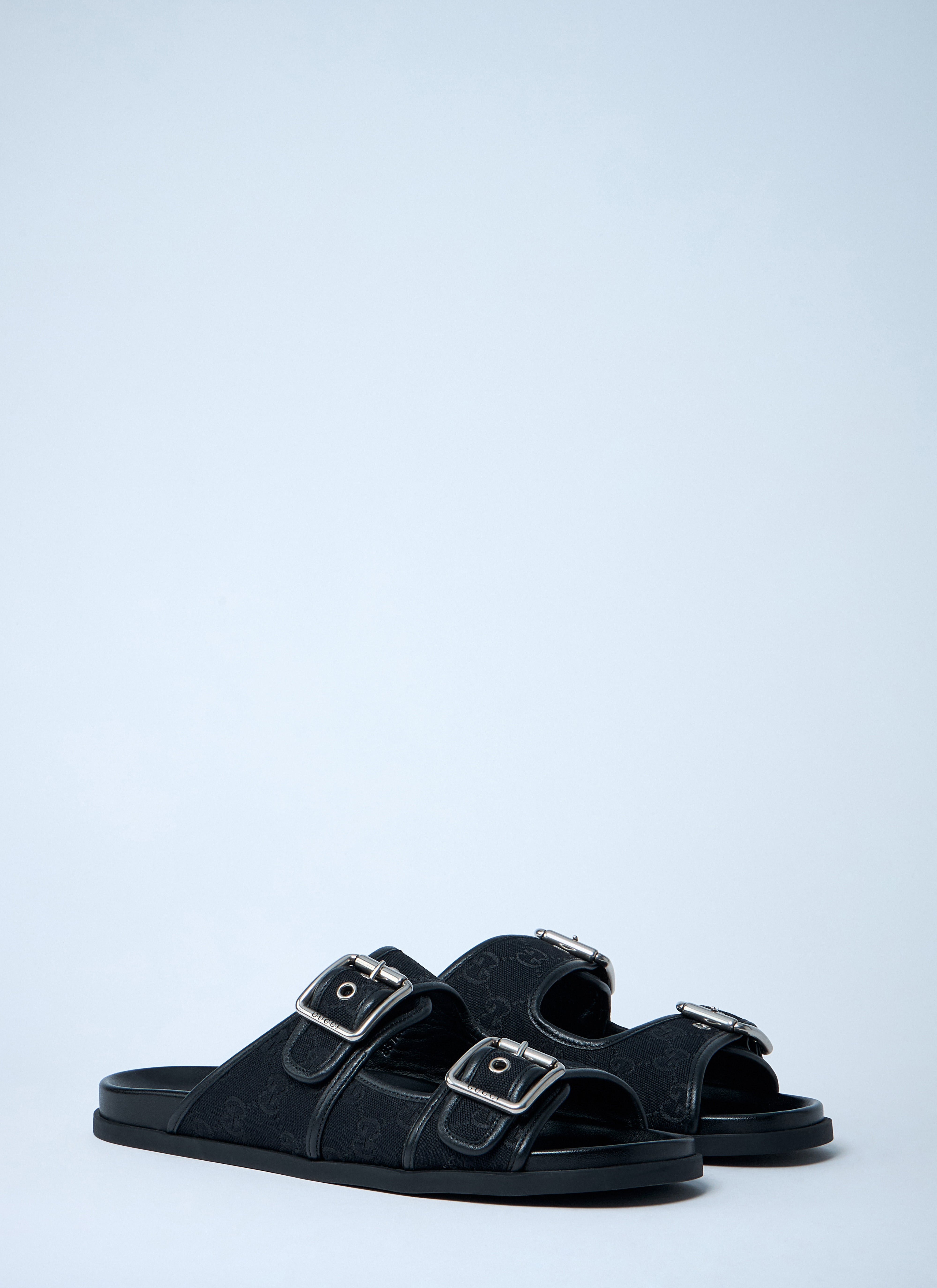 Gucci Men Gg Slide Sandals With Buckles