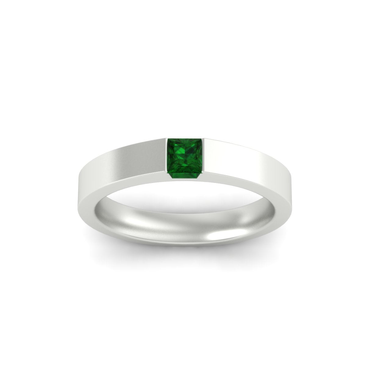 Half Bezel Solitaire Mens Engagement Ring