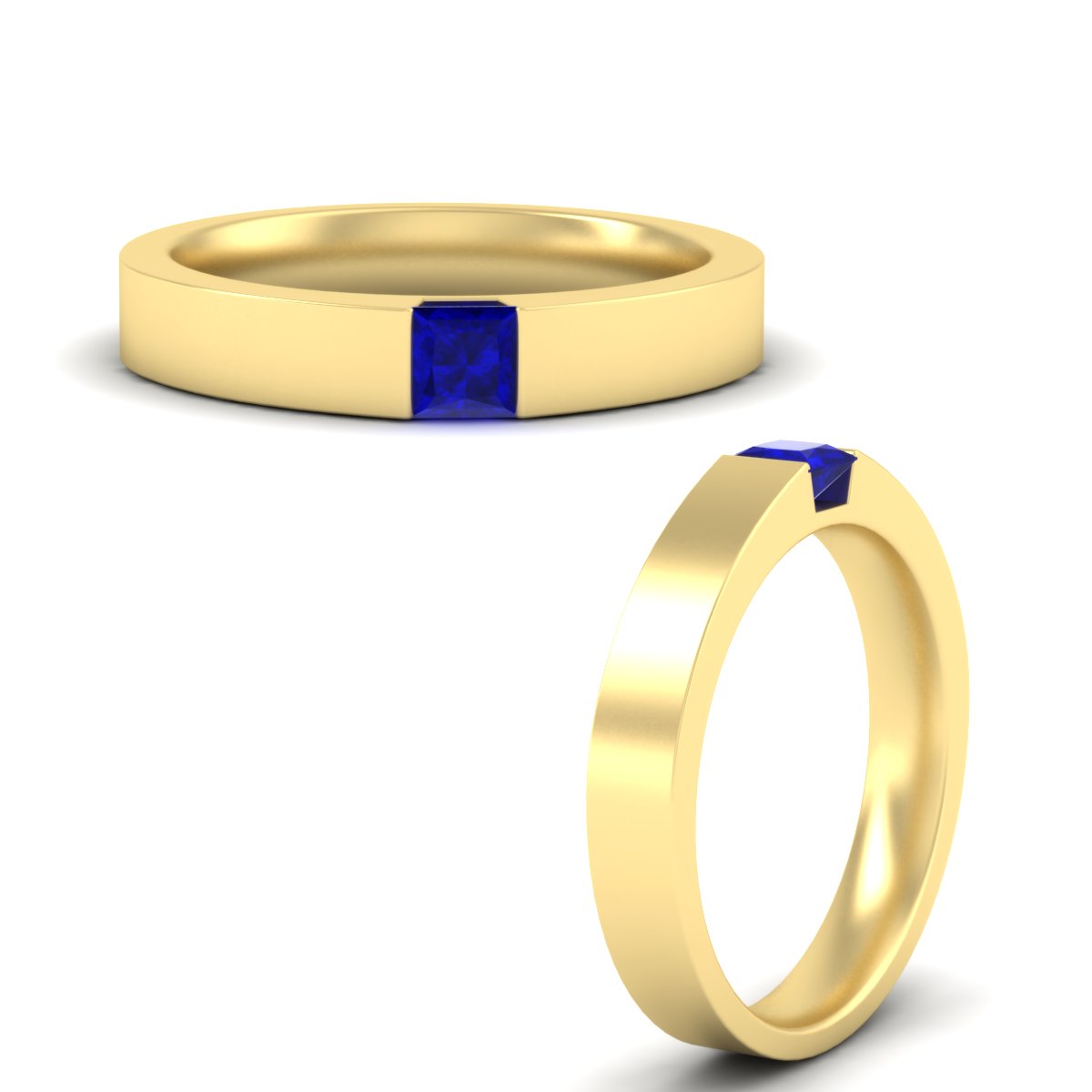 Half Bezel Solitaire Mens Engagement Ring