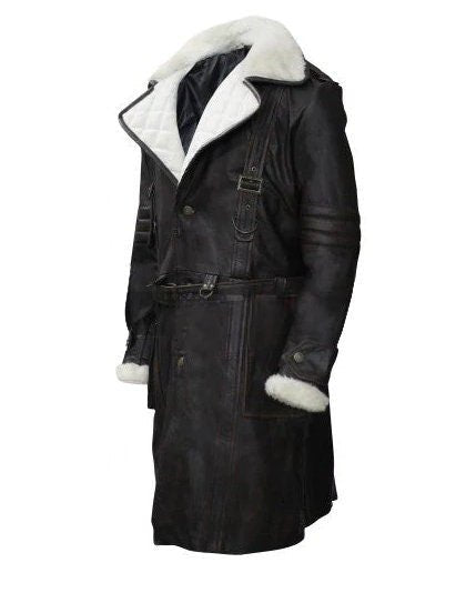 Handmade Elder Maxson Fur Collar Long Leather Battle Jacket Coat - Overture Gifts