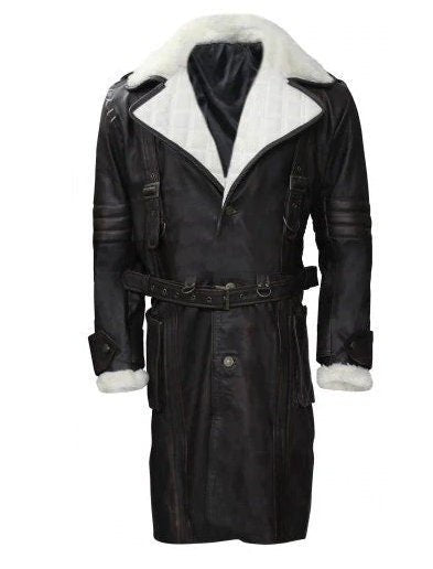 Handmade Elder Maxson Fur Collar Long Leather Battle Jacket Coat - Overture Gifts
