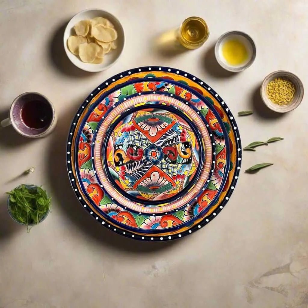 Handmade Talavera 12-Piece Dinnerware Set | Mexican Pottery for 4 - Overture Gifts