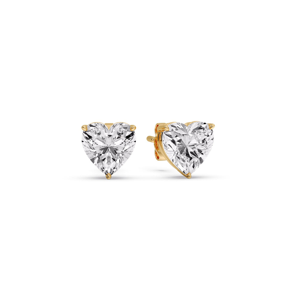 3 Prong Heart Shaped Diamond Solitaire Stud Earring in Basket Setting