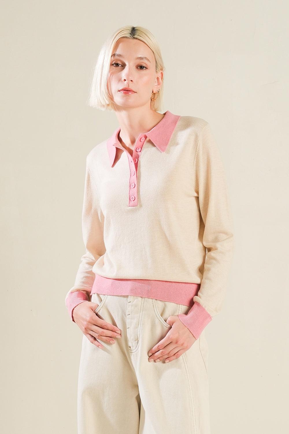 HIDDEN REFLECTIONS SWEATER POLO TOP - Overture Gifts