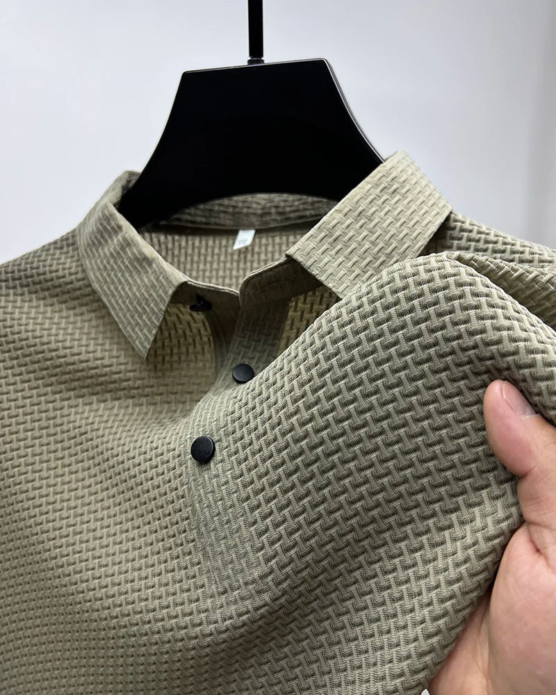 High-end ice silk elastic Polo shirt New summer T-shirt trend Breathable men's clothing Business short sleeve luxury top - Overture Gifts