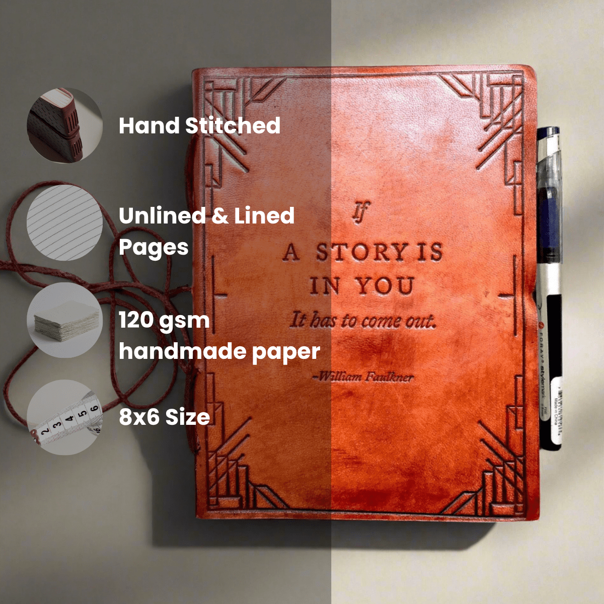 "If A Story" Handmade Leather Journal - Overture Gifts