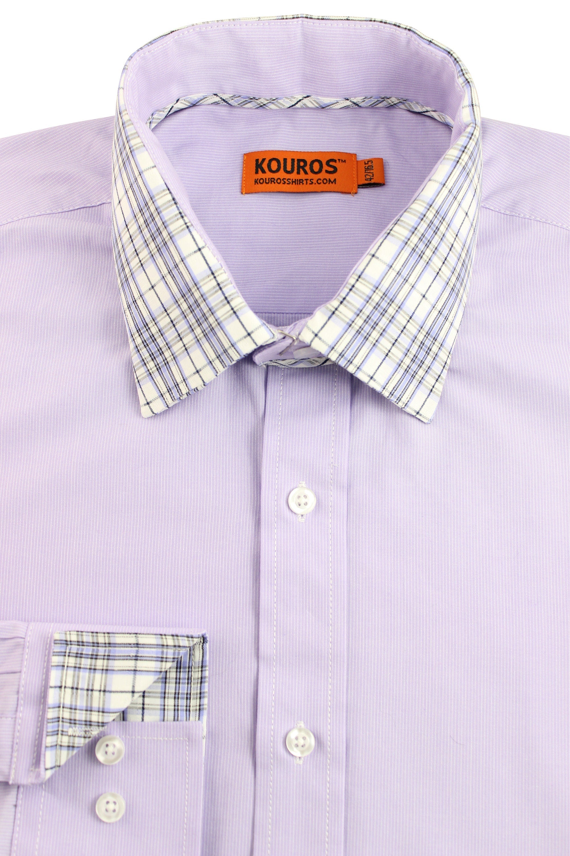 Men's Slim Fit Lavender Dress Shirt: Modern Cotton with Collar Cover