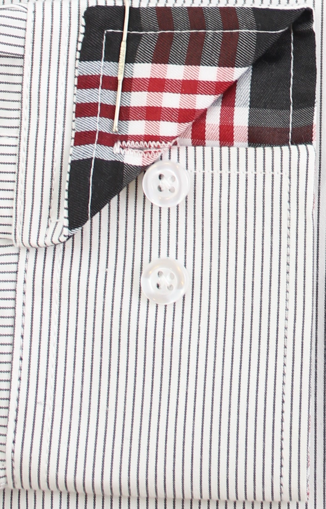 Men's Slim Fit Cotton Dress Shirt - White with Black Stripes